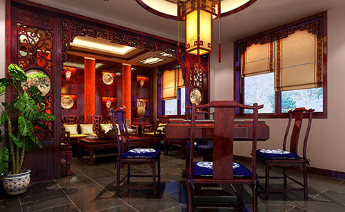 镇海古典中式风格茶楼包间设计装修效果图